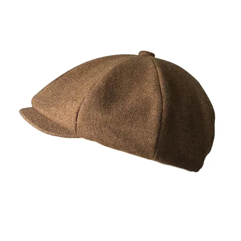Wool Newsboy Cap Black Khaki Men Women British Gatsby Retro Hat