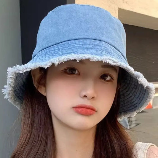 Style Denim Summer Sun Hat Foldable Cotton Reversible Fisherman Hat
