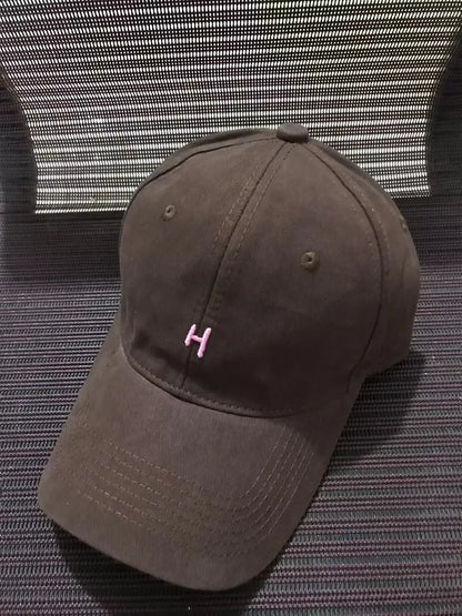 Soft Top Baseball Cap Embroidered Sporty Wide Brim Feminine Face Slimming Unisex