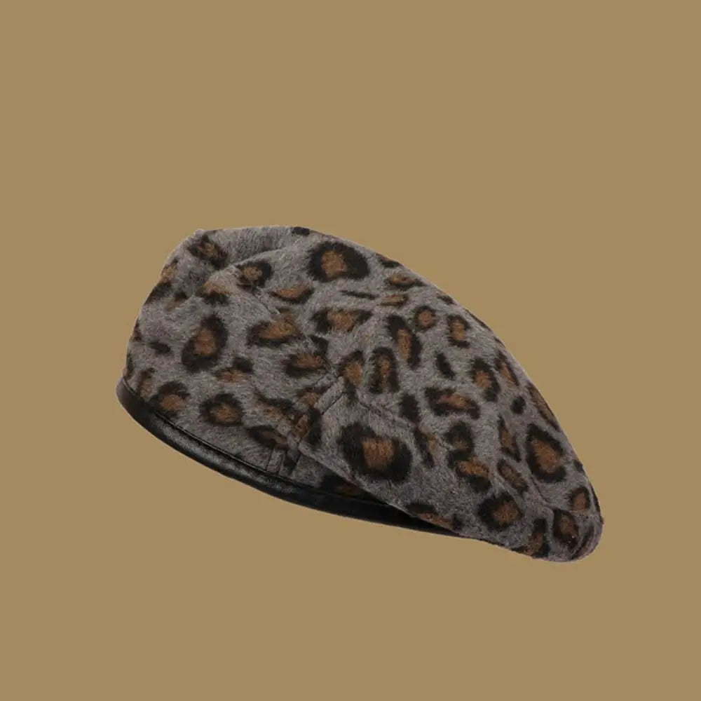 Fashion Leopard Print Beret All-Match Student Octagonal Cap Painter Hat