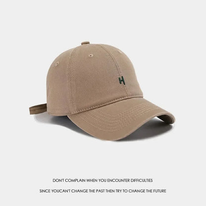 Soft Top Baseball Cap Embroidered Sporty Wide Brim Feminine Face Slimming Unisex