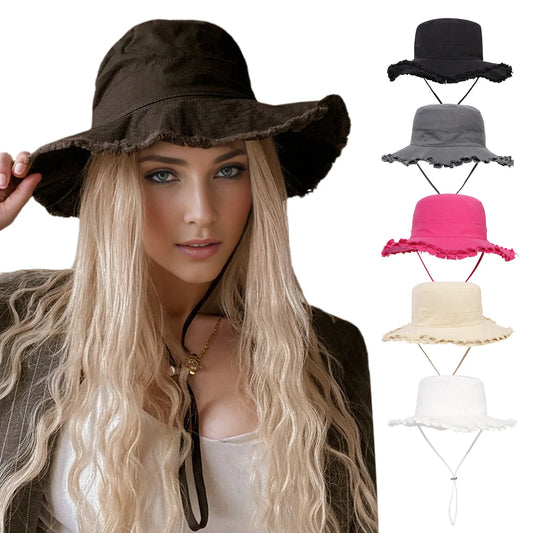 Big Head Leisure Protection Sun Protect Beach Cotton Bucket Hat