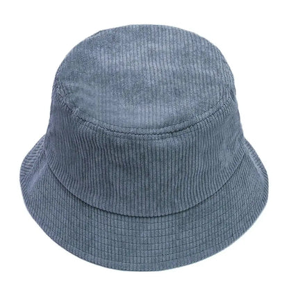 Women Winter Bucket Hat Corduroy Faux Fur Warm Fisherman Cap