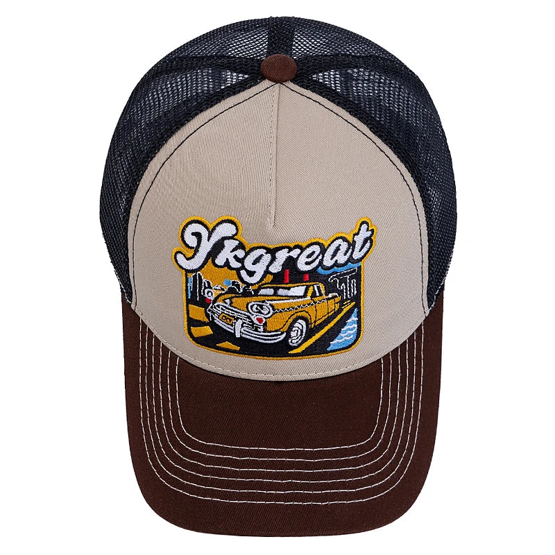 Unisex Baseball Cap Classic Vintage Car Pattern Mesh Cap Men And Women