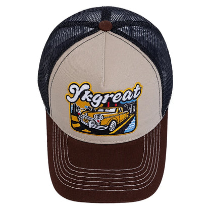 Unisex Baseball Cap Classic Vintage Car Pattern Mesh Cap Men And Women