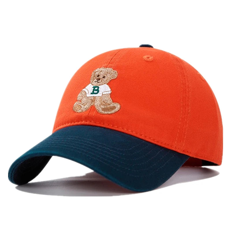 Unisex Cotton Baseball Cap With Lovely Bear Embroidery Outdoor Sports Dad