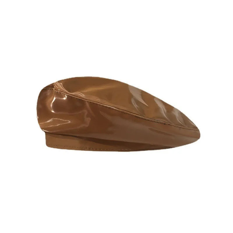Korean Pu Bright Leather Beret Spring And Summer British