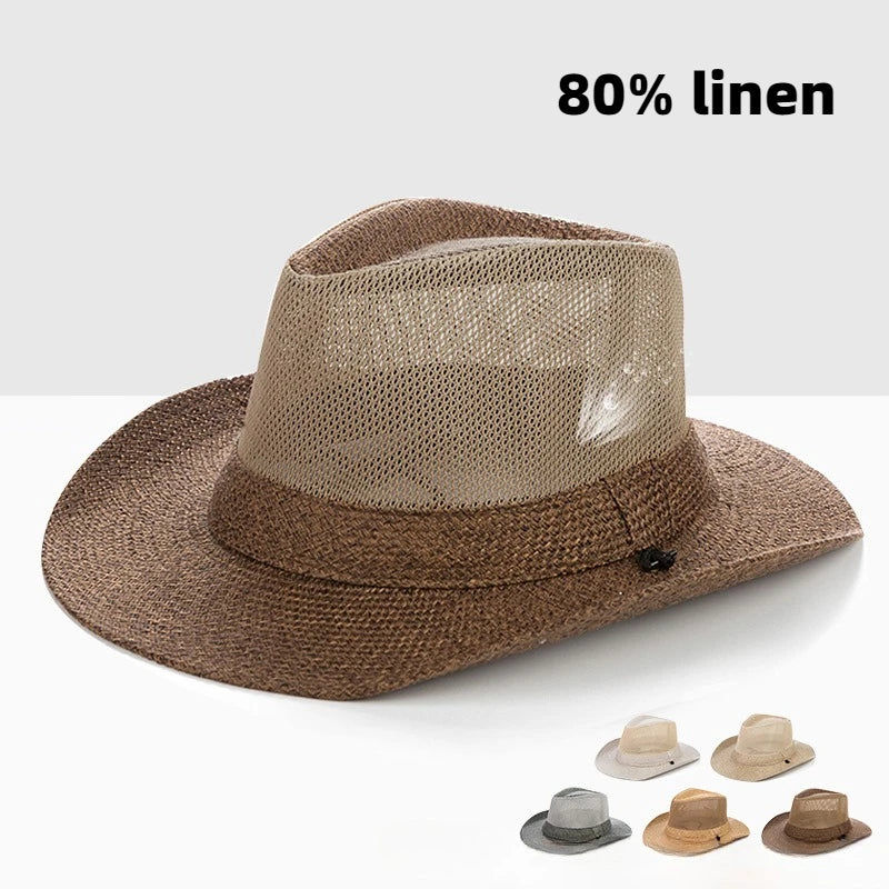 Summer Linen Hollowing Sun Hats British Gentleman Jazz Top Panama