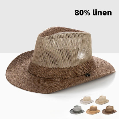 Summer Linen Hollowing Sun Hats British Gentleman Jazz Top Panama