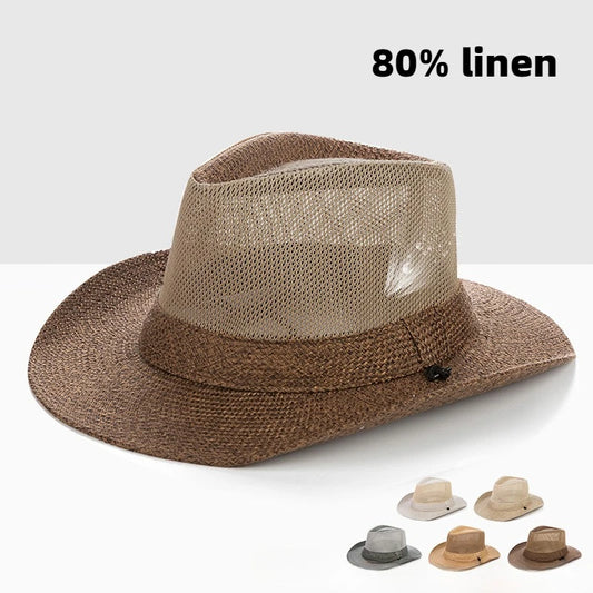 Summer Linen Hollowing Sun Hats British Gentleman Jazz Top Panama