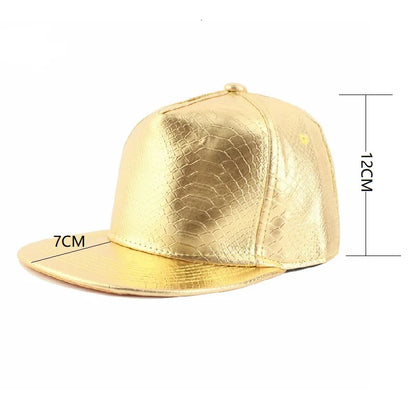 Solid Color Shiny Crocodile Leather Pattern Flat Edge Baseball Cap