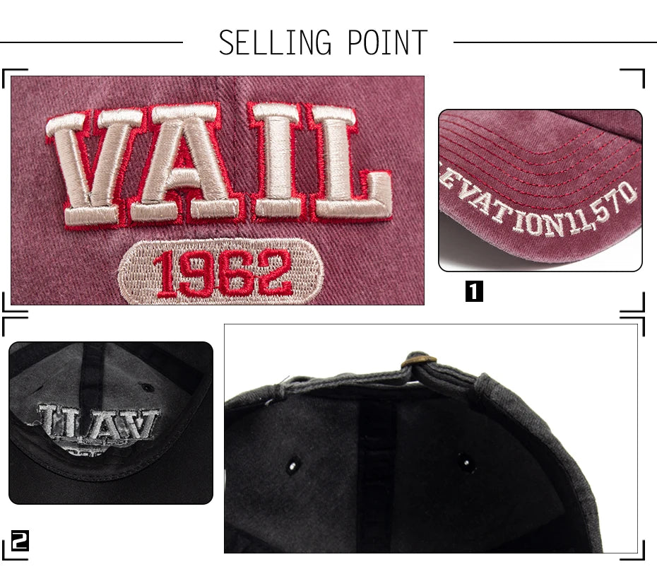 Men's Baseball Cap Fashion Vail Letter Embroidered Cotton Soft Top Women Hats