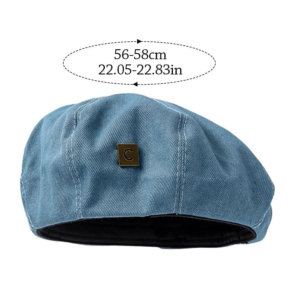 Fashion Denim Women Beret Hat Adjustable Retro Painter Hats