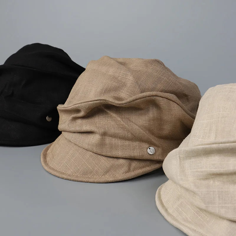 Spring Summer Washed Denim Newsboy Cap