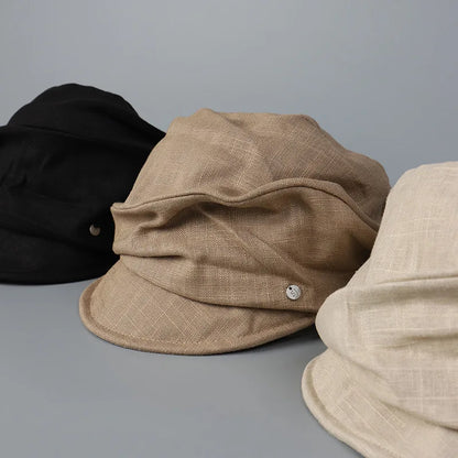Spring Summer Washed Denim Newsboy Cap