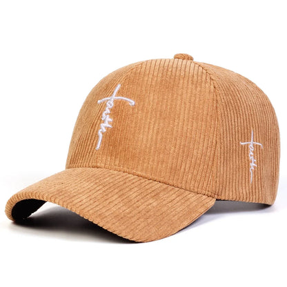 Unisex Letter Cross Embroidery Corduroy Baseball Caps Spring and Autumn
