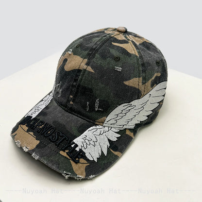 Embroidered Letters Dual-Bladed Angel Wings Baseball Hats