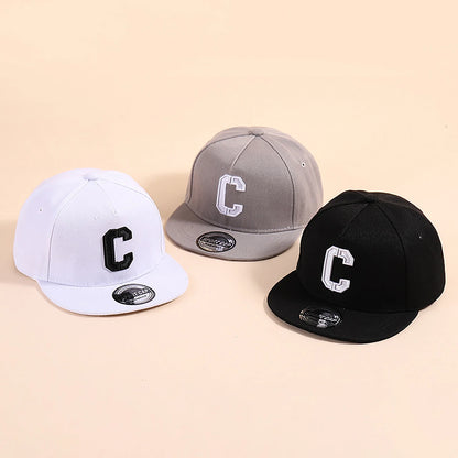Kids Snapback Cap Embroidered Letter Flat Brim Baseball Hat For Children Boy Girl Solid Color Summer Sun Hats
