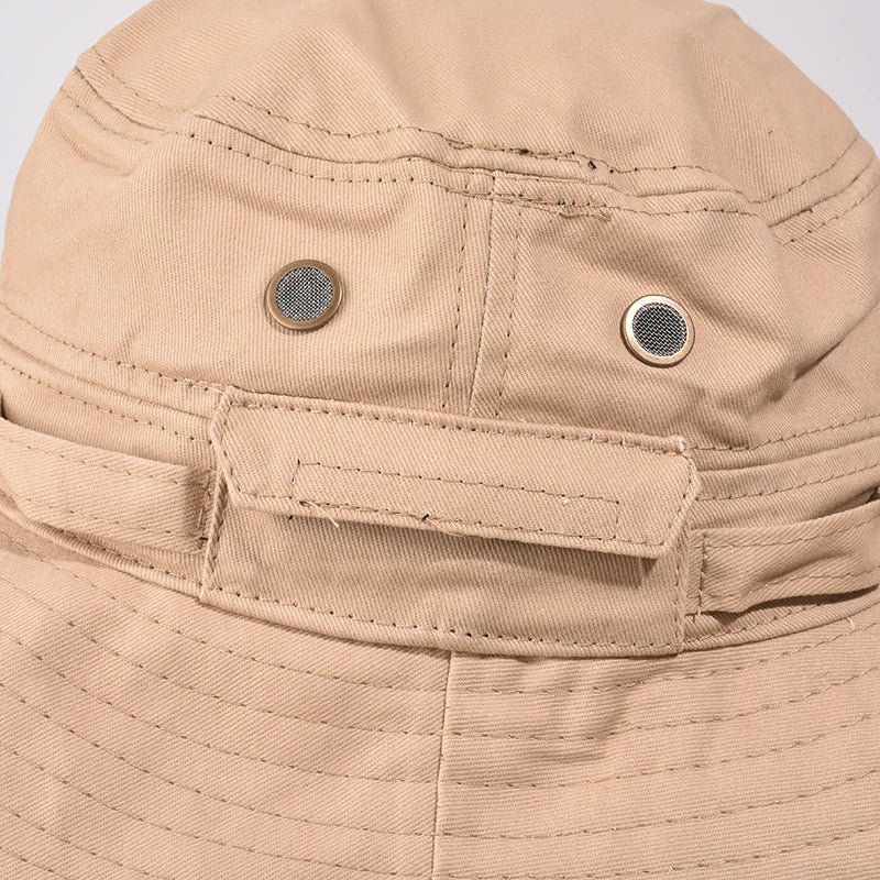 Newest Four Seasons Cotton Solid Bucket Hat With Small Pocket Fisherman Hat