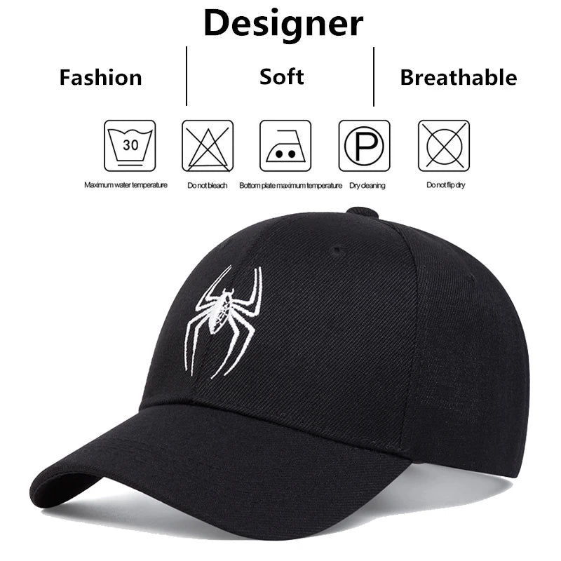 Unisex Spider Embroidery Baseball Caps Spring Autumn