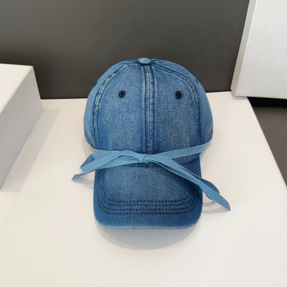 Women Bow Denim Baseball Cap