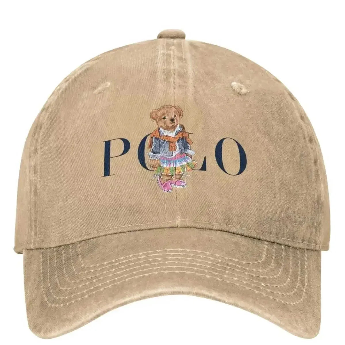 1pc Baseball Bear Print Washed Baseball Cap for Adults