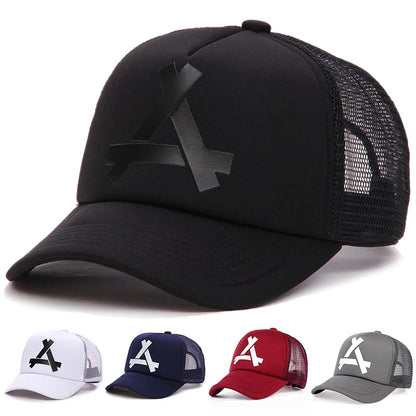 Unisex A- Letter Printing Baseball Net Caps Hip Hop Cap Spring and Summer