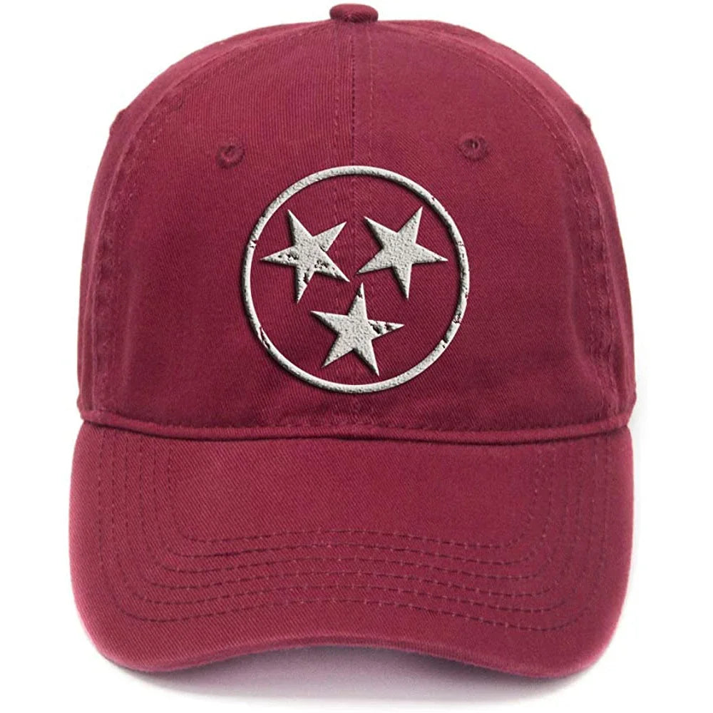 Tennessee Flag Stars Washed Cotton Men Women Unisex Hip Hop Cool Flock Printing Baseball Cap