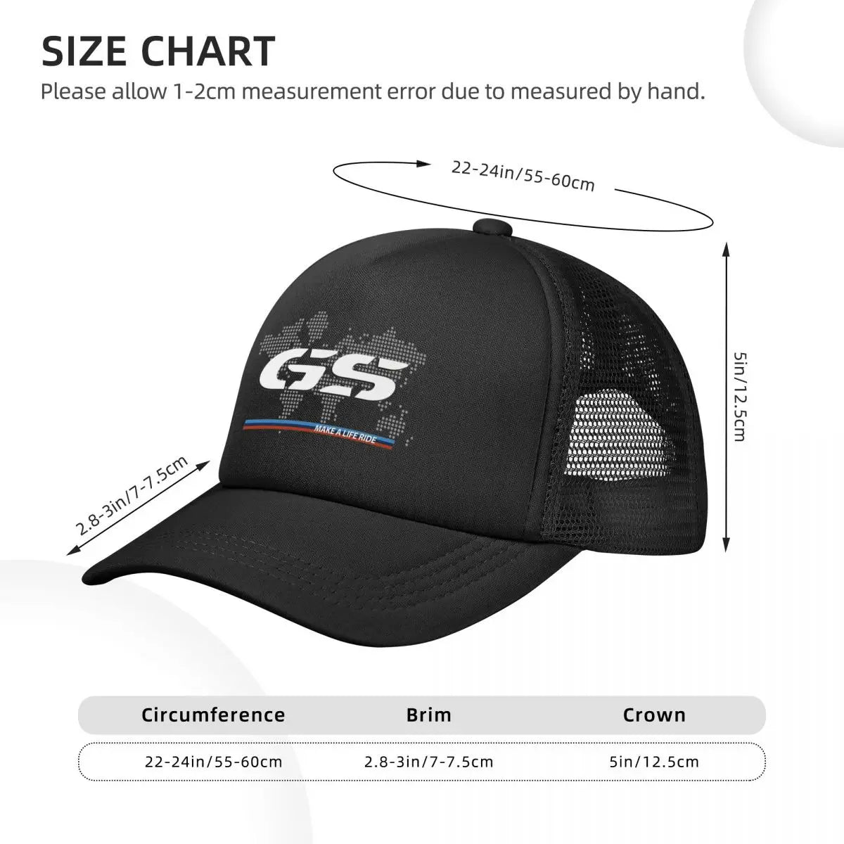GS World Map Motorcycle Trucker Hat Adult Fashion Hats Sun Caps