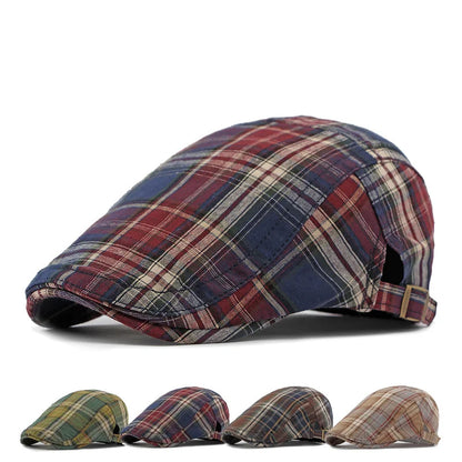Four Seasons Cotton Stripe Print Newsboy Caps Flat Peaked Cap Men And Women