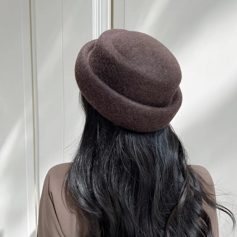 Japanese Retro White Black Brown Camel Wool Beret Women's Autumn And Winter