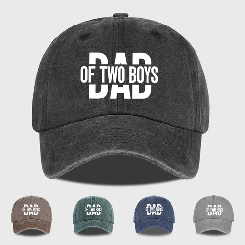 Retro Double Boy Dad Print Washed Baseball Cap