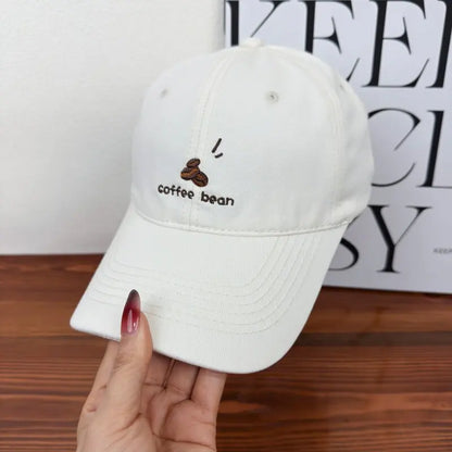 Embroidered Coffee Bean Pattern Baseball Cap for Men Women Spring Summer