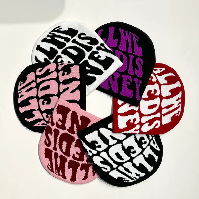 Fashion Printed Knitted Hat Women Men Couple Warm Y2k Beanies Bonnet Wool