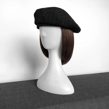 Women Leopard Print Beret Flying Saucer Hat Autumn Winter Warm Knit Artist Caps