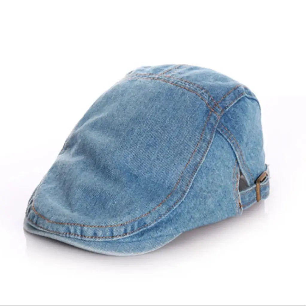 Adjustable Unisex Kids Denim Beret Hat
