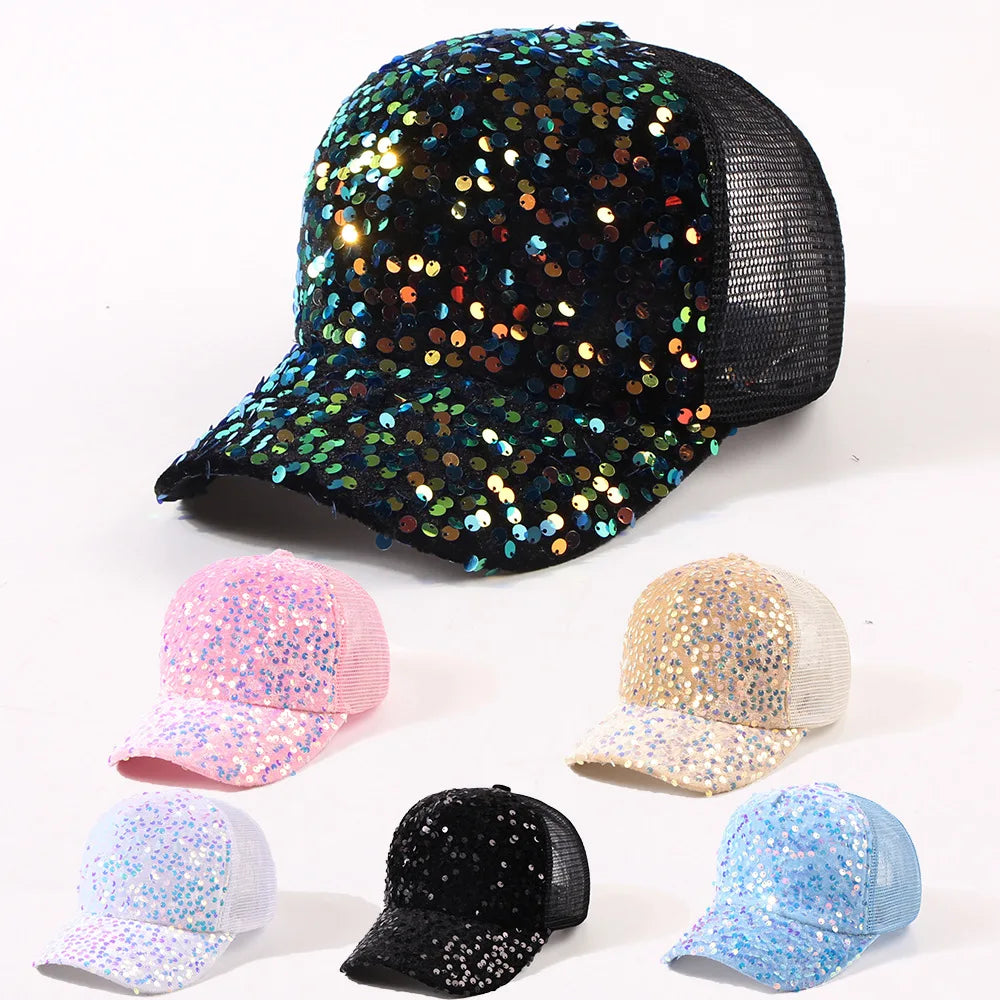 Sequin Baseball Cap Women
