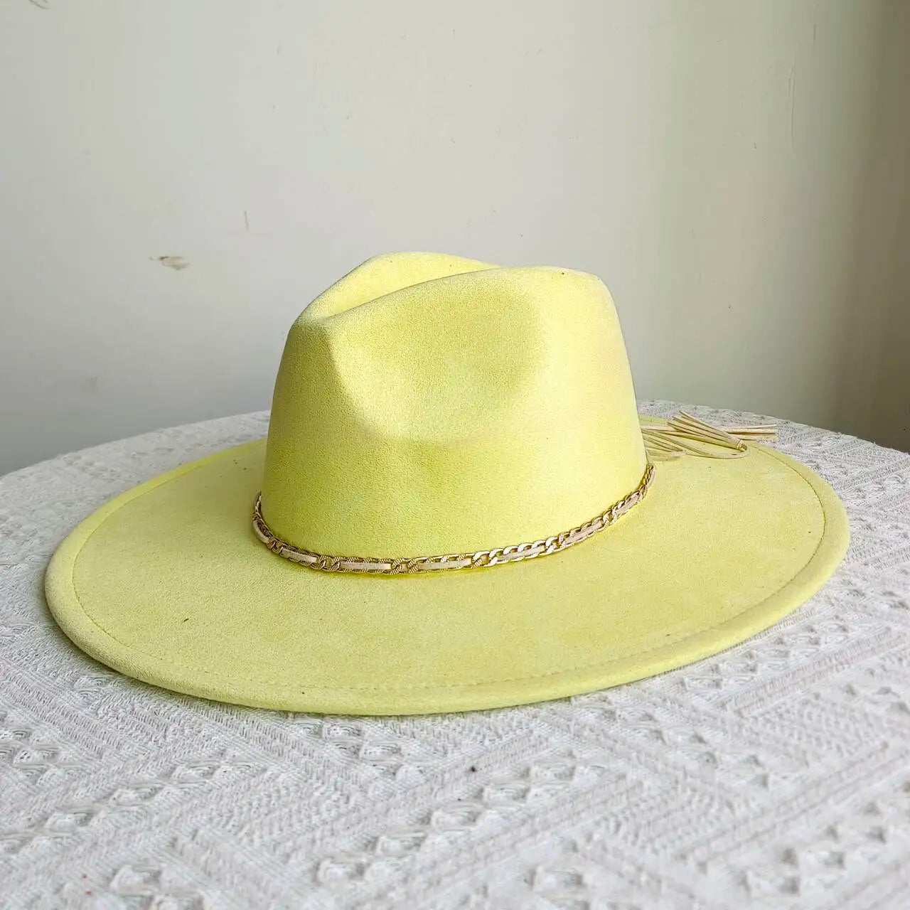 New Free People Rancher Suede Wide Brim Hat Felt Jazz Hat, Classic Church Hat