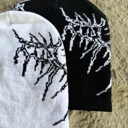 Fashion High Quality Vintage Skeleton Pattern Embroidery Beanie