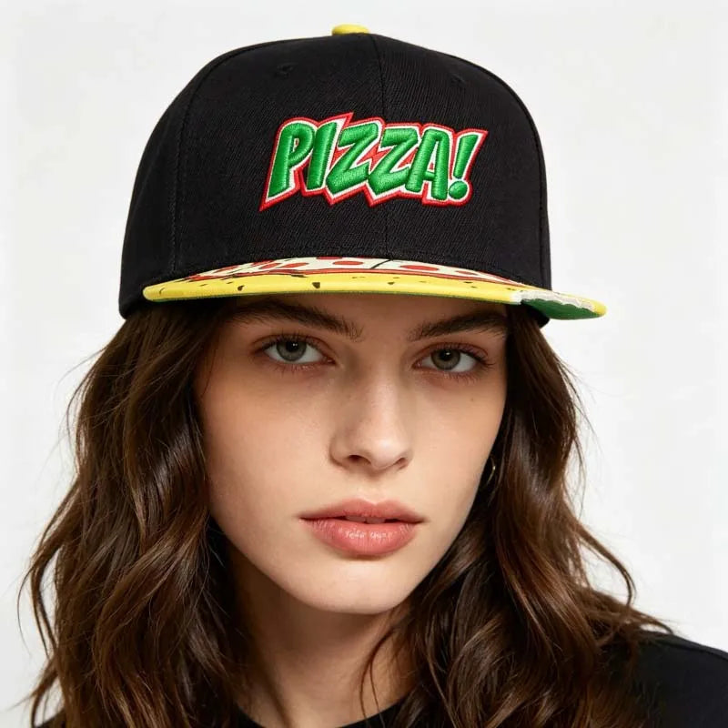 Unisex Eye PIZZA Embroidery Hip Hop Hats Spring and Autumn Outdoor Adjustable Casual Baseball Caps Sunscreen Hat