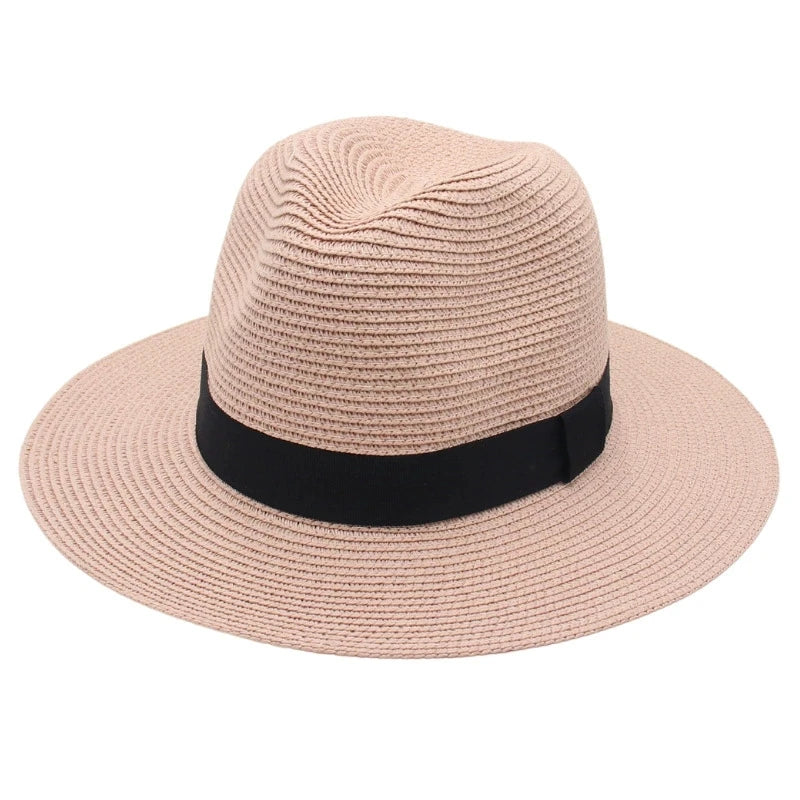 Spring And Summer Hot Selling Panama Straw Hat Square Black Ribbon Korean Style Hat