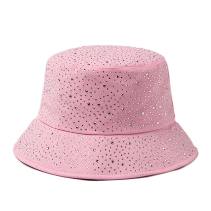 Summer Women Bucket Hat Fashion Colorful Rhinestones Cap