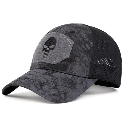 Unisex Skull Embroidered Top With Patch Breathable Baseball Caps Adjustable Sunscreen Hat