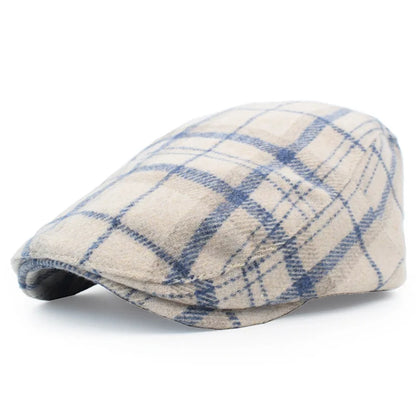 Men's And Women's Fashion Versatile Beret Casual Stripes Warm Octagonal Cap