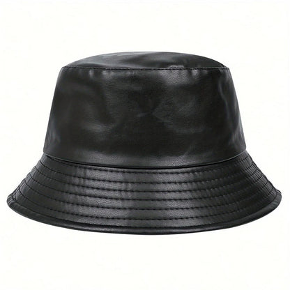 Fashion Bucket Hat Artificial Leather Windproof Warm Cap