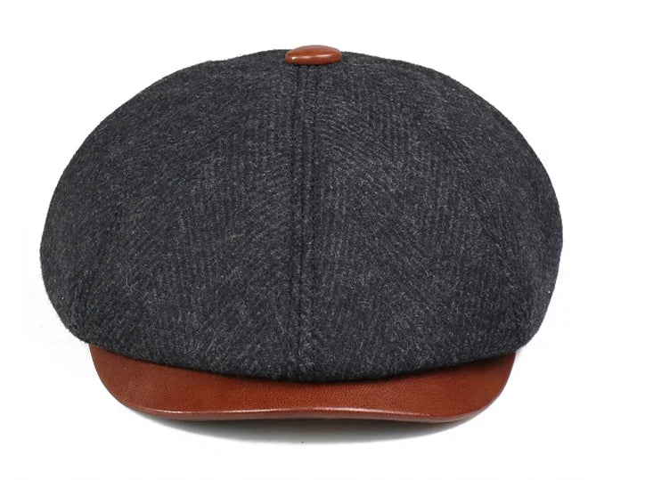 Men Street Bonnet 55% Wool Beret Sheepskin Camel/Grey Male Thin Hats