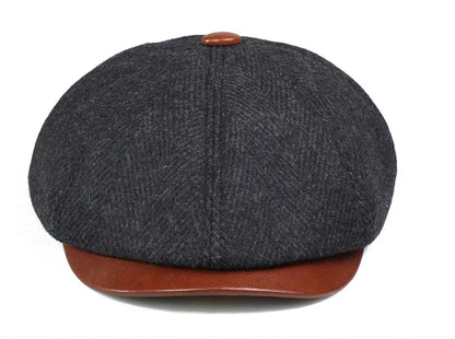 Men Street Bonnet 55% Wool Beret Sheepskin Camel/Grey Male Thin Hats