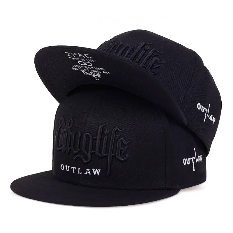 1 Pcs Fashion Fastball Cap Thug Life Embroidery Hip Hop Snapback Hat Adult