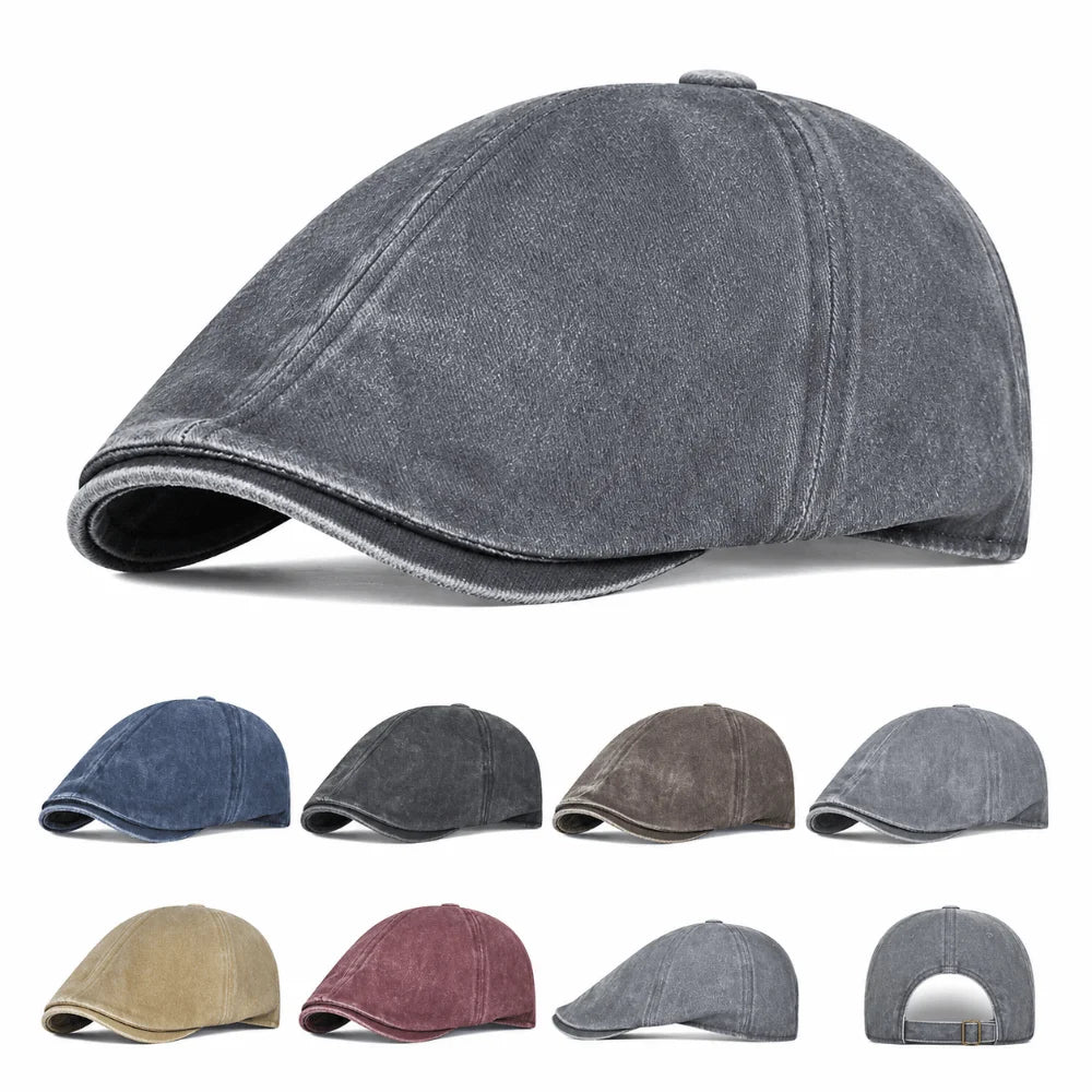 Side Letter Sticker Newsboy Cap Cotton Solid Color Duckbill Hats