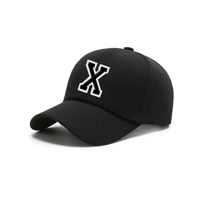 Black Unisex 26 A-Z Letter Baseball Cap, Adjustable Casual Breathable Sunscreen Cap